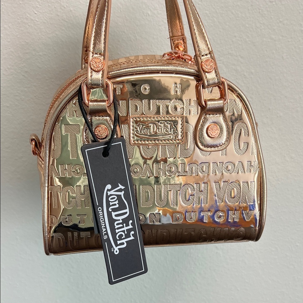 Von Dutch | Rose Metallic Gold Mini Bowling Bag - Picture 11 of 13